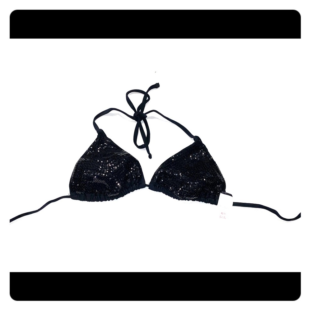 Black Sequin Bikini Top